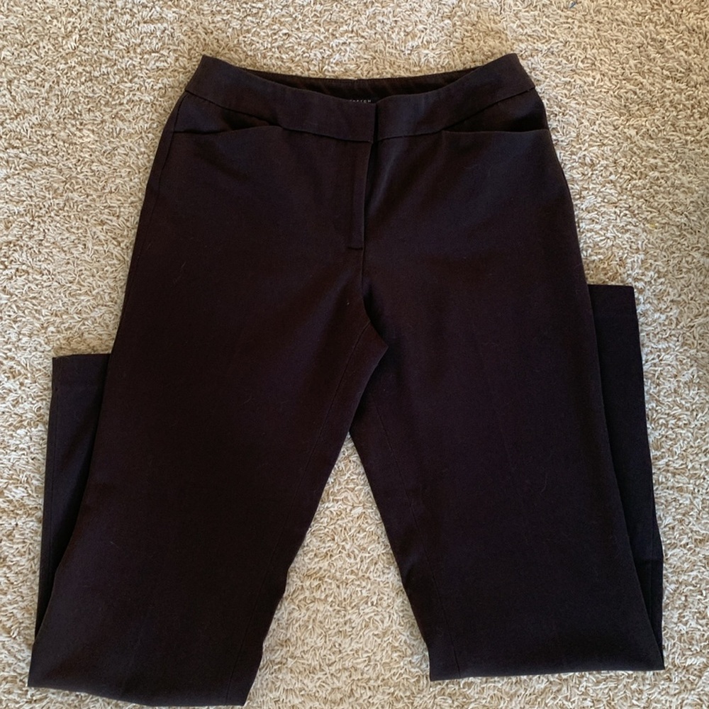 ANNE KLEIN CHOCOLATE DARK BROWN TWO POCKET WIDE LEG DRESS PANT STRETCH SZ 4